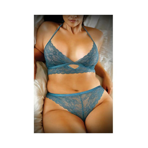 Vixen Teal Me About It Scalloped Lace Bralette With Matching Panty Qs Teal | SexToy.com