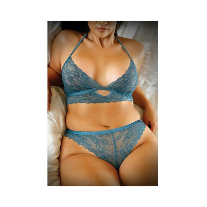 Vixen Teal Me About It Scalloped Lace Bralette With Matching Panty Qs Teal | SexToy.com