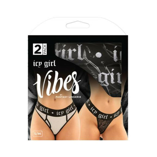 Vibes Icy Girl Buddy Pack 2 Pc. Metallic Boyfriend Brief & Lace Thong S/m Black/silver | SexToy.com
