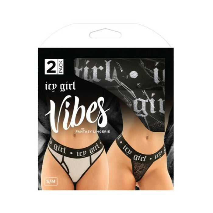 Vibes Icy Girl Buddy Pack 2 Pc. Metallic Boyfriend Brief & Lace Thong L/xl Black/silver | SexToy.com