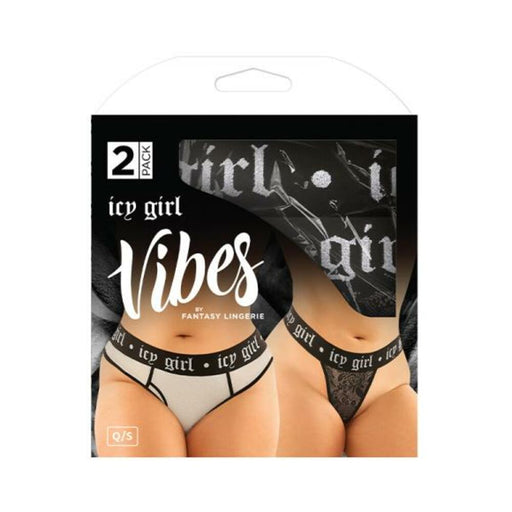 Vibes Icy Girl Buddy Pack 2 Pc. Metallic Boyfriend Brief & Lace Thong Qs Black/silver | SexToy.com