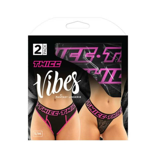 Vibes Thicc Buddy Pack 2 Pc. Athletic Mesh Boyfriend Brief & Lace Thong L/xl Black/pink | SexToy.com