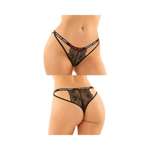 Vibes Fuck Off Buddy Pack 2 Pc. Cutout Lace Panty & Caged Thong S/m Black | SexToy.com