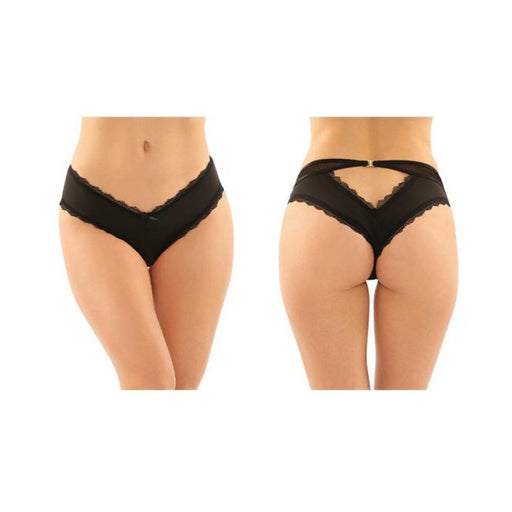 Dahlia Cheeky Hipster Panty With Lace Trim And Keyhole Cutout 6-pack L/xl Black | SexToy.com