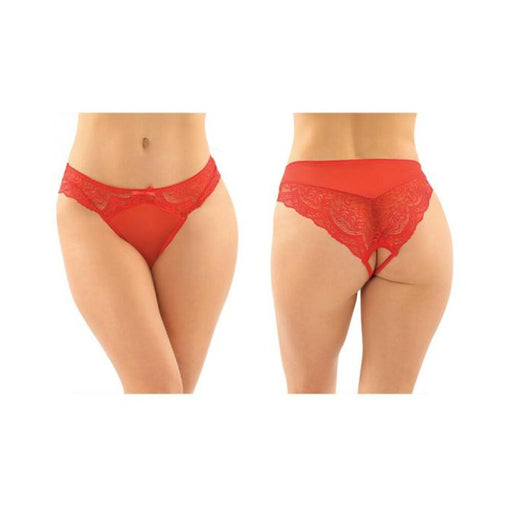 Cassia Crotchless Lace And Mesh Panty 6-pack S/m Red | SexToy.com