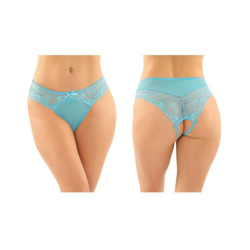 Cassia Crotchless Lace And Mesh Panty 6-pack S/m Turquoise | SexToy.com