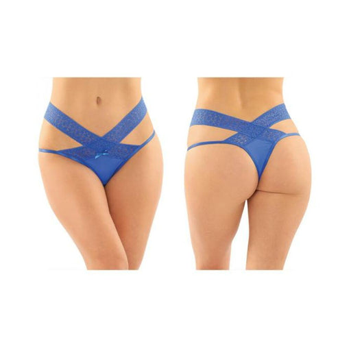 Daphne Microfiber Brazilian-cut Panty With Criss-cross Lace Waistband 6-pack S/m Royal | SexToy.com