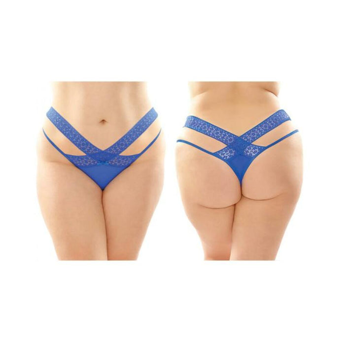 Daphne Microfiber Brazilian-cut Panty With Criss-cross Lace Waistband 6-pack Q/s Royal | SexToy.com