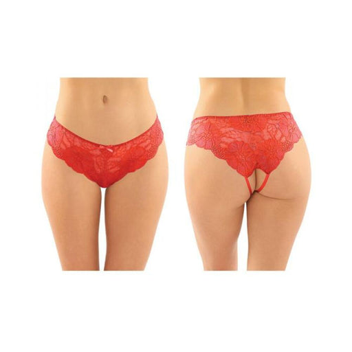 Poppy Crotchless Floral Lace Panty 6-pack S/m Red | SexToy.com