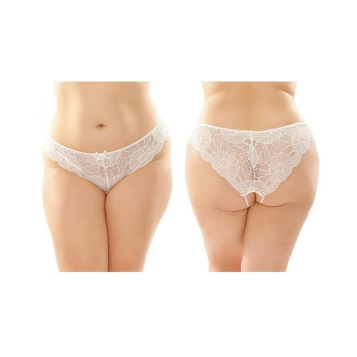 Poppy Crotchless Floral Lace Panty 6-pack Q/s White | SexToy.com