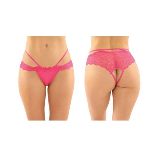 Posey Strappy Lace And Microfiber Crotchless Panty 6-pack S/m Pink | SexToy.com