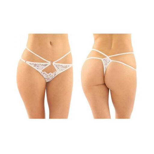 Jasmine Strappy Lace Thong With Front Keyhole Cutout 6-pack S/m White | SexToy.com
