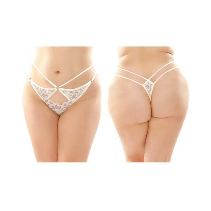 Jasmine Strappy Lace Thong With Front Keyhole Cutout 6-pack Q/s White | SexToy.com