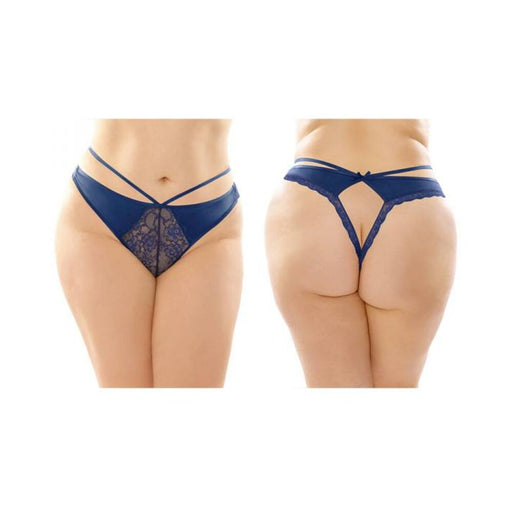 Kalina Strappy Microfiber And Lace Thong With Back Cutout 6-pack Q/s Navy | SexToy.com