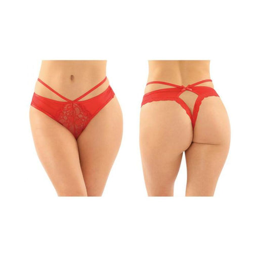 Kalina Strappy Microfiber And Lace Thong With Back Cutout 6-pack S/m Red | SexToy.com