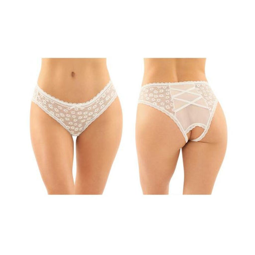 Daisy Crotchless Lace And Mesh Panty With Criss-cross Panel Back 6-pack L/xl White | SexToy.com