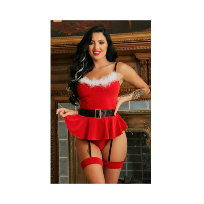 Play How Rudolph You! Costume Sexy Santa Costume Set; Velvet Tie-back Babydoll & Matching Panty With | SexToy.com