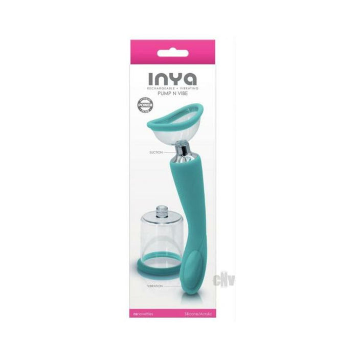 Inya Pump And Vibe With Interchangeable Suction Cups - Teal | SexToy.com