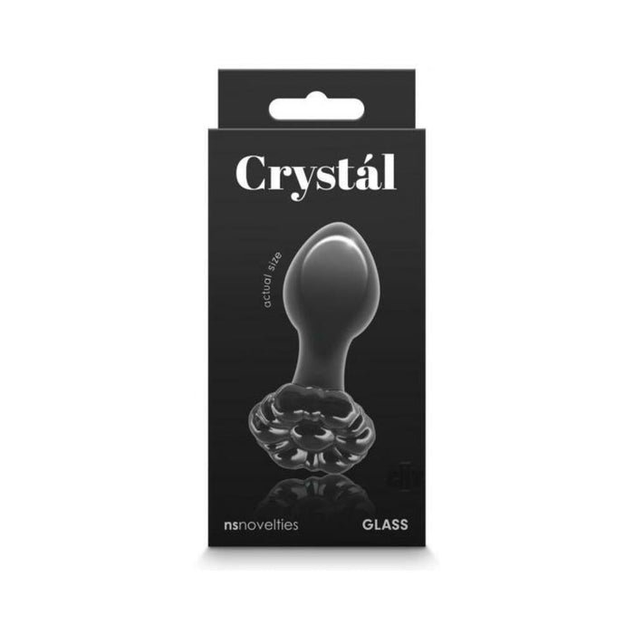 Crystal Flower Glass Anal Plug Black | SexToy.com