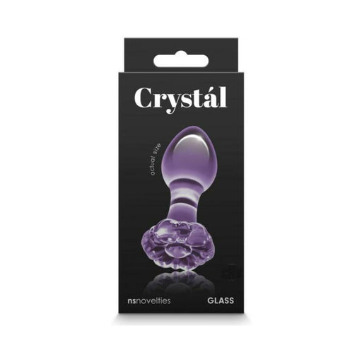 Crystal Flower Glass Anal Plug Purple | SexToy.com