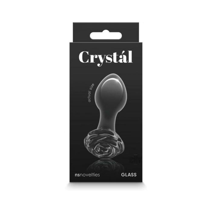 Crystal Rose Glass Anal Plug Black | SexToy.com