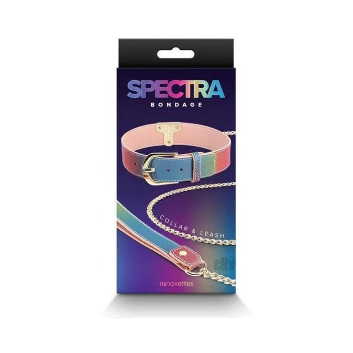 Spectra Bondage Collar And Leash Rainbow