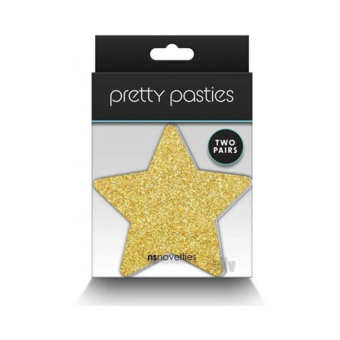 Pretty Pasties Glitter Stars Black/gold 2 Pair