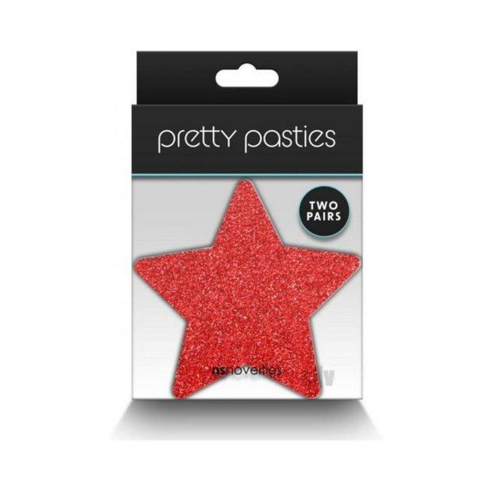 Pretty Pasties Glitter Stars Red/silver 2 Pair