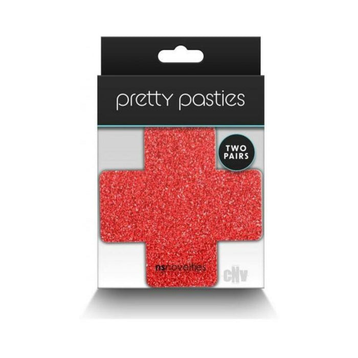 Pretty Pasties Glitter Cross Red/silver 2 Pair