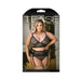 Tease Kelsey Criss-cross Metallic Lace Bralette, Garter Belt, & Panty Black 1x/2x | SexToy.com