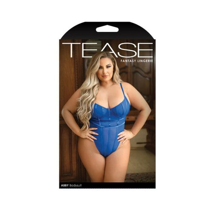 Tease Abby Bodysuit With Structured Elastic Detail, Thong-cut Back And Snap Closure Cobalt Blue 3x/4 | SexToy.com