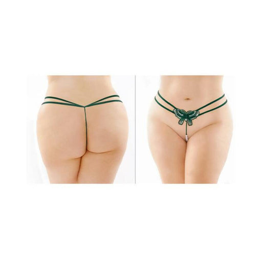 Zinnia Sequin Butterfly Strappy Pearl G-string Green Queen | SexToy.com