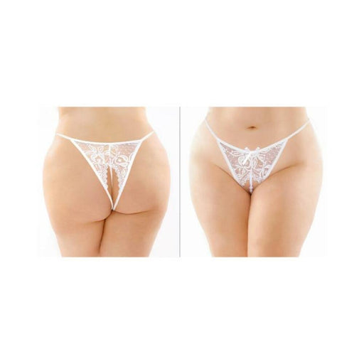 Calla Crotchless Lace Pearl Panty White Queen | SexToy.com