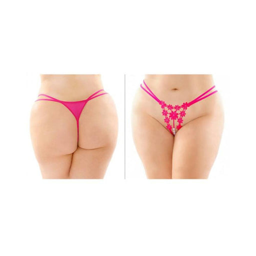 Aster Crotchless Strappy Flower Pearl Thong Pink Queen | SexToy.com