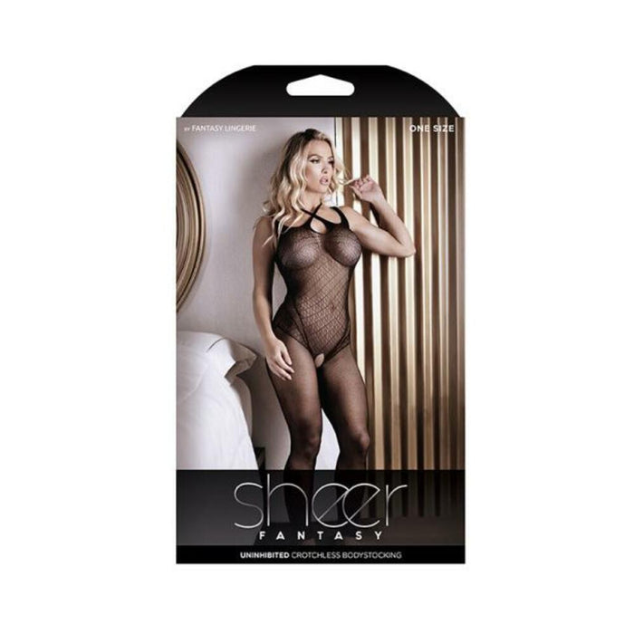Sheer Uninhibited Crotchless Bodystocking Black O/s | SexToy.com