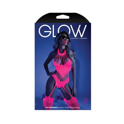 Glow No Promises Footless Teddy Bodystocking Neon Pink Os | SexToy.com