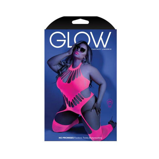 Glow No Promises Footless Teddy Bodystocking Neon Pink Qs | SexToy.com