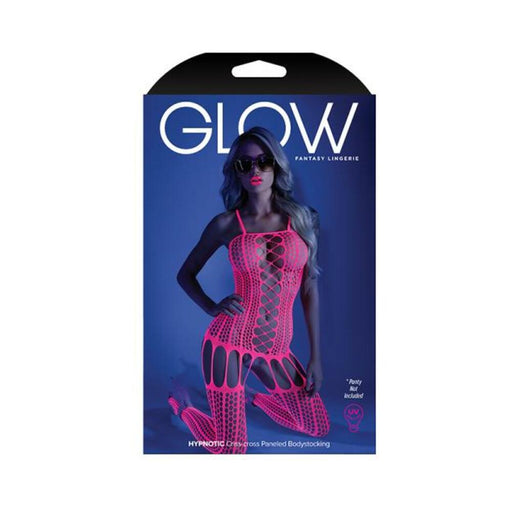 Glow Hypnotic Criss-cross Paneled Bodystocking Neon Pink Os | SexToy.com