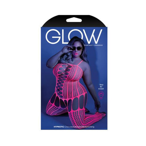 Glow Hypnotic Criss-cross Paneled Bodystocking Neon Pink Qs | SexToy.com