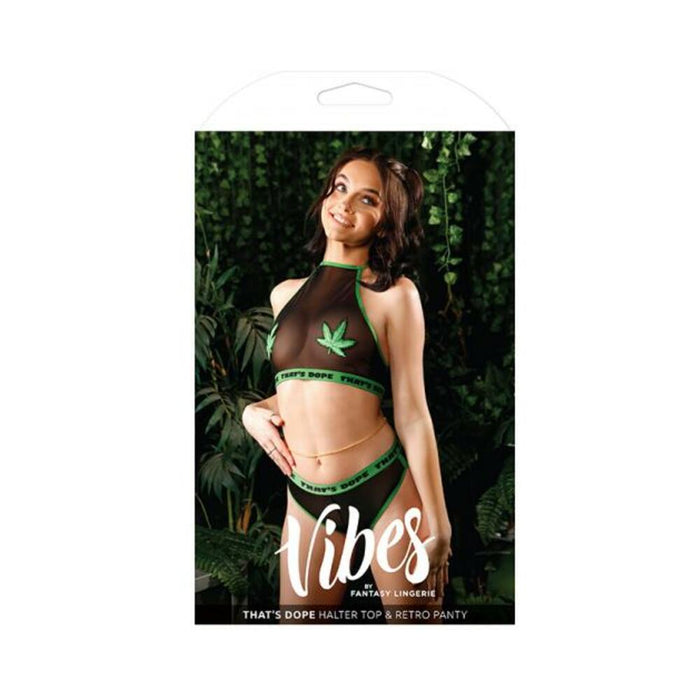 Vibes That's Dope Halter Top & Retro Panty S/m Black
