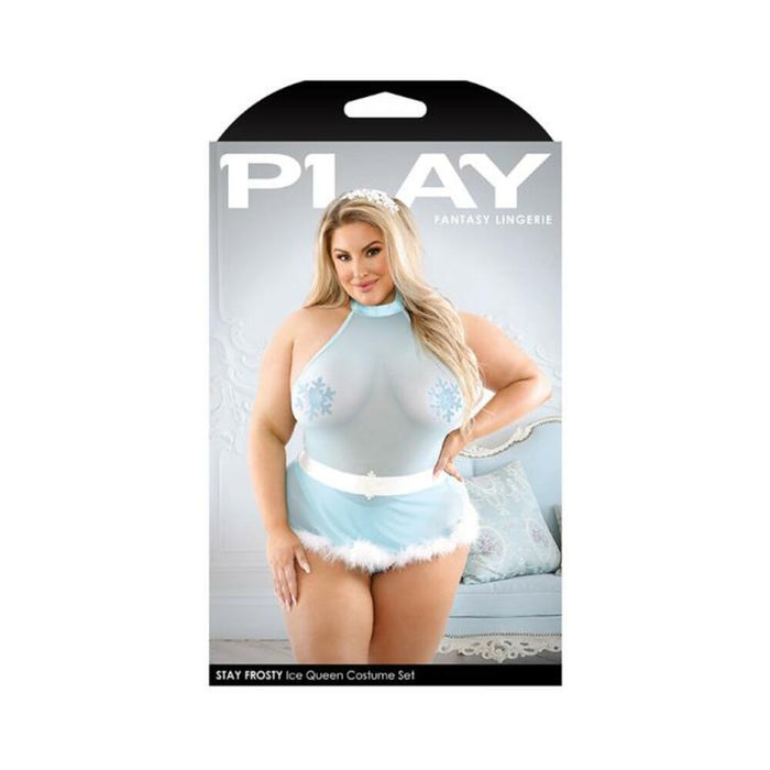 Play Stay Frosty Teddy, Skirt, Pasties & Headband Light Blue 1x/2x