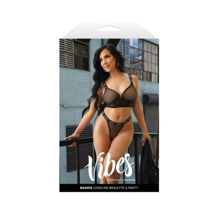 Fantasy Lingerie Vibes Baddie Longline Mesh Bralette & Panty M/l
