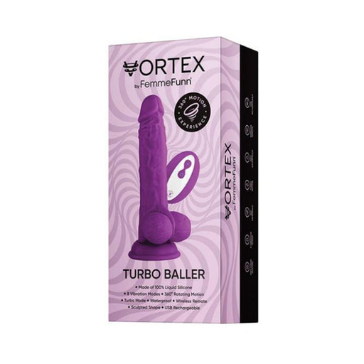 Femmefunn Vortex Turbo Baller 2.0 Rotating And Vibrating Dildo Purple | SexToy.com