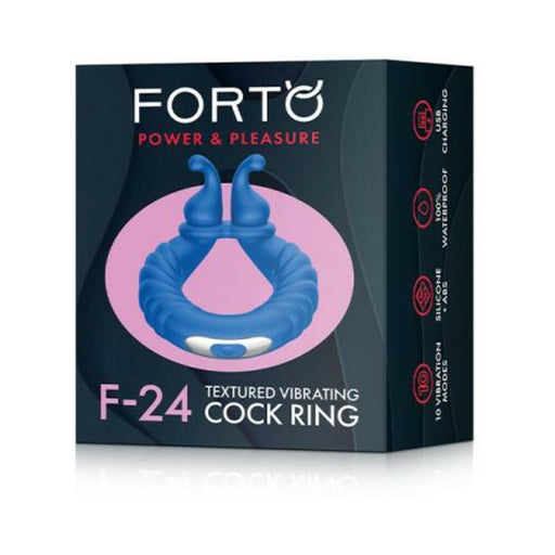 Forto F-24: Silicone Textured Vibrating Cock Ring Blue | SexToy.com