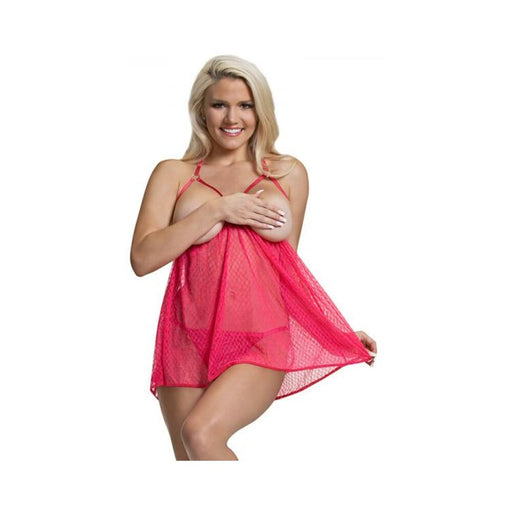 Ms Diamond Girl Cupless Babydoll Set Watermelon L/xl | SexToy.com