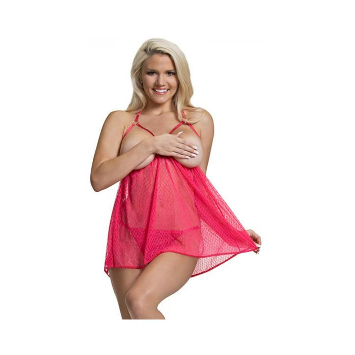 Ms Diamond Girl Cupless Babydoll Set Watermelon L/xl | SexToy.com