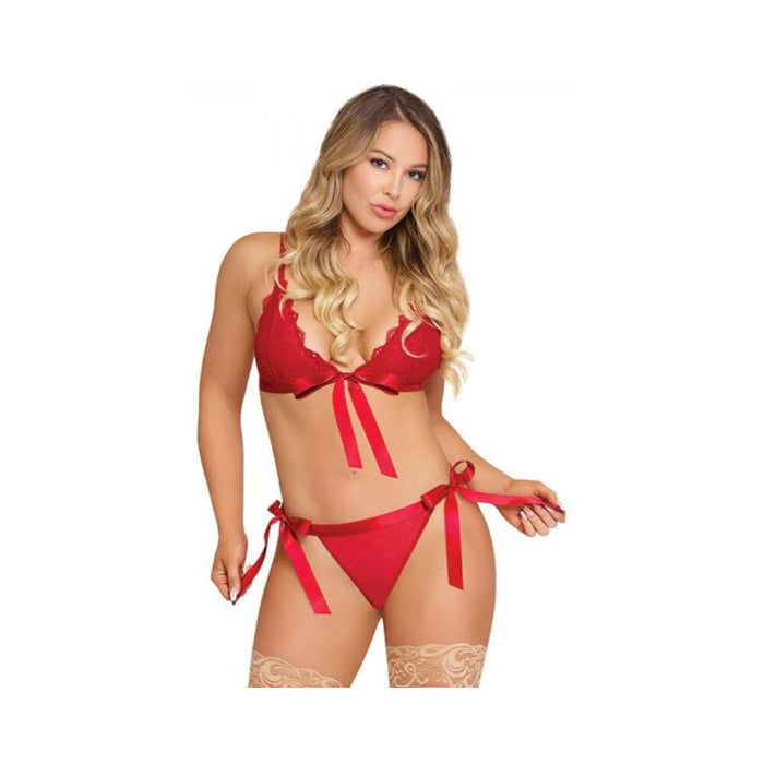 Magic Silk Sugar & Spice Ribbon-tie Bra & Panty Set Red S/m | SexToy.com