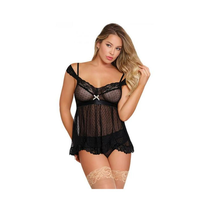 Magic Silk Passion Point Babydoll & Panty Set Black Queen | SexToy.com