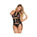 Magic Silk Passion Point High-neck Bra, Gartered Waist Cincher & Thong Set Black L/xl | SexToy.com