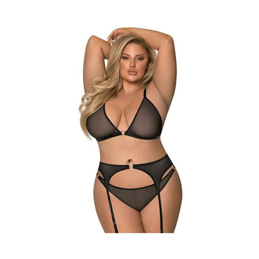 Magic Silk Sassy Bra, Garter & Rouched Panty Black Queen | SexToy.com